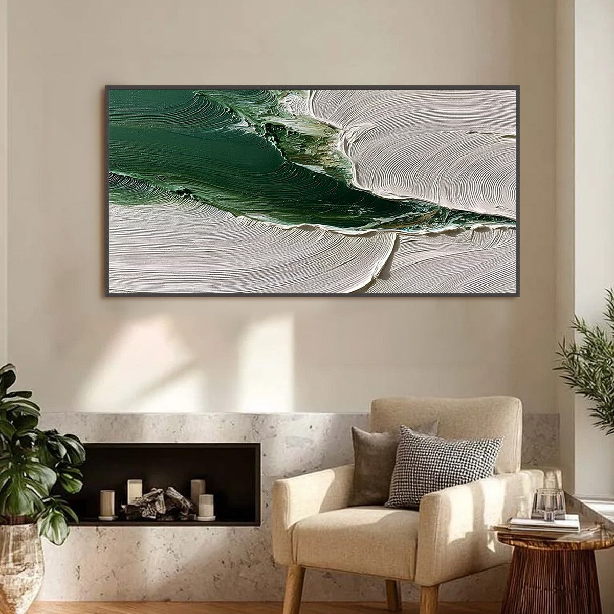 VERDANT RIFT: Heavy Texture Abstract Landscape Oil Painting