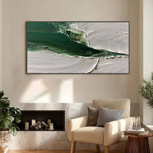 VERDANT RIFT: Heavy Texture Abstract Landscape Oil Painting