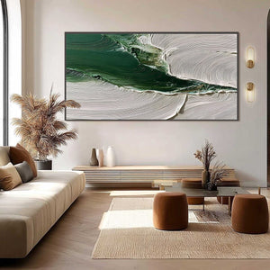 VERDANT RIFT: Heavy Texture Abstract Landscape Oil Painting