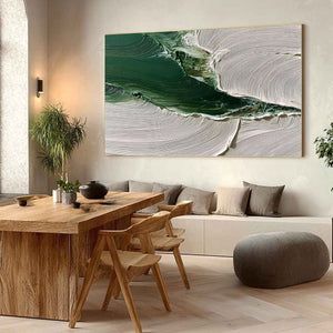 VERDANT RIFT: Heavy Texture Abstract Landscape Oil Painting