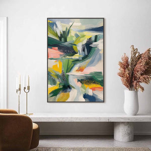 VERDANT RUSH: Vibrant Textured Abstract Landscape Painting