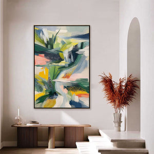 VERDANT RUSH: Vibrant Textured Abstract Landscape Painting