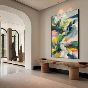 VERDANT RUSH: Vibrant Textured Abstract Landscape Painting