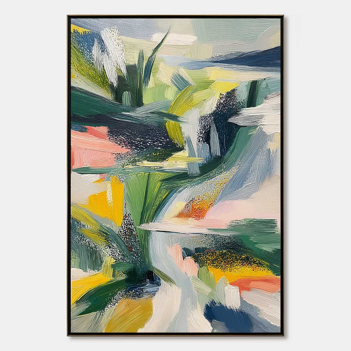 VERDANT RUSH: Vibrant Textured Abstract Landscape Painting