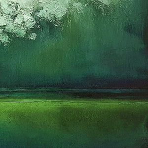 VERDANT STILLNESS: Large Green Abstract Landscape Texture Painting