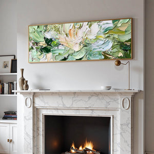 VERDANT BLOOM: Textured Abstract Floral Painting