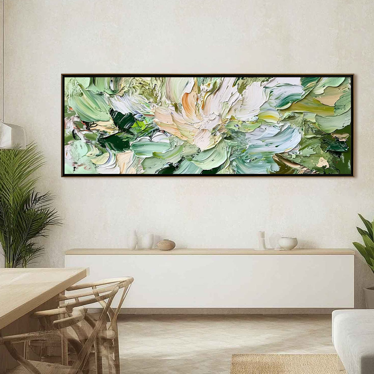 VERDANT BLOOM: Textured Abstract Floral Painting
