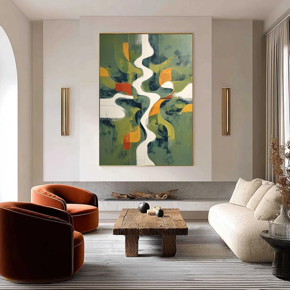 VERIDIAN FLOW: Textured Modern Abstract Landscape Painting
