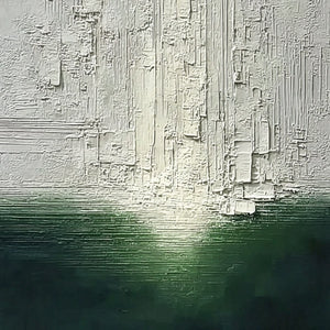 VERIDIAN HORIZON: Textured Wabi Sabi Abstract Landscape Painting