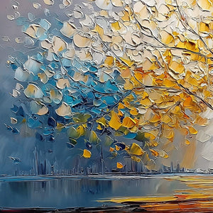 VIBRANT HORIZON: Textured Palette Knife Tree of Life Landscape Painting