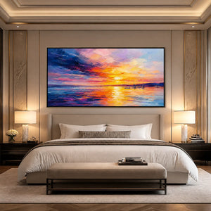 VIOLET SUNSET: Sunset Ocean Seascape Painting