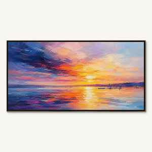 VIOLET SUNSET: Sunset Ocean Seascape Painting