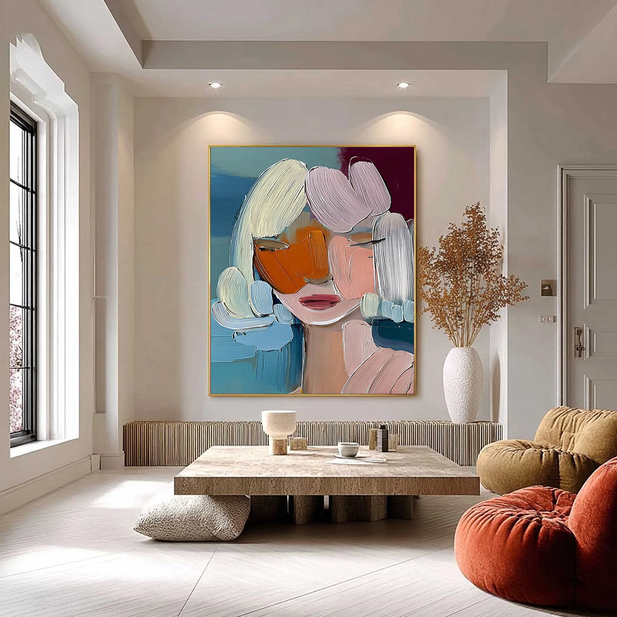 VIVID MUSE: Textured Abstract Portrait Palette Knife Oil Painting