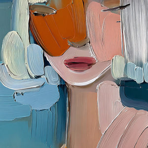 VIVID MUSE: Textured Abstract Portrait Palette Knife Oil Painting