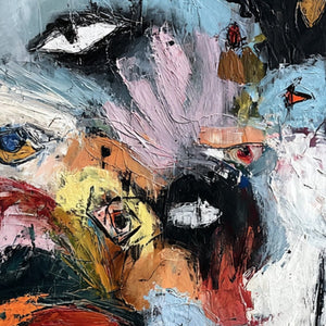 VOICES IN THE ROOM: Bold Square Abstract Impasto Portrait Painting