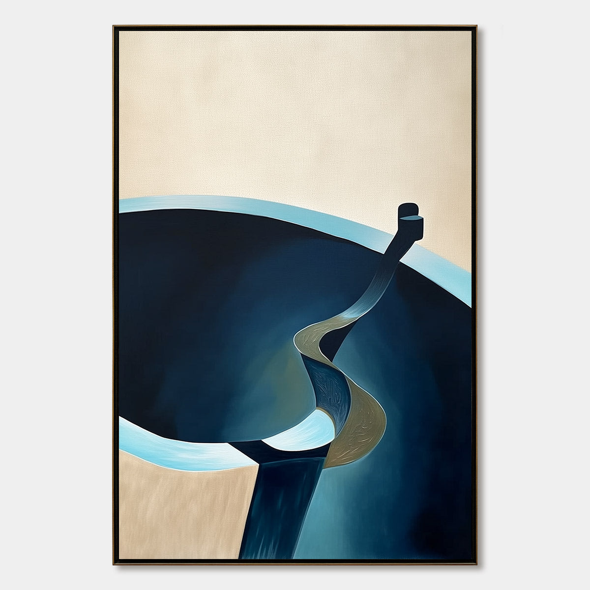 VOYAGE: Modern Minimalist Abstract Painting in Blue and Beige