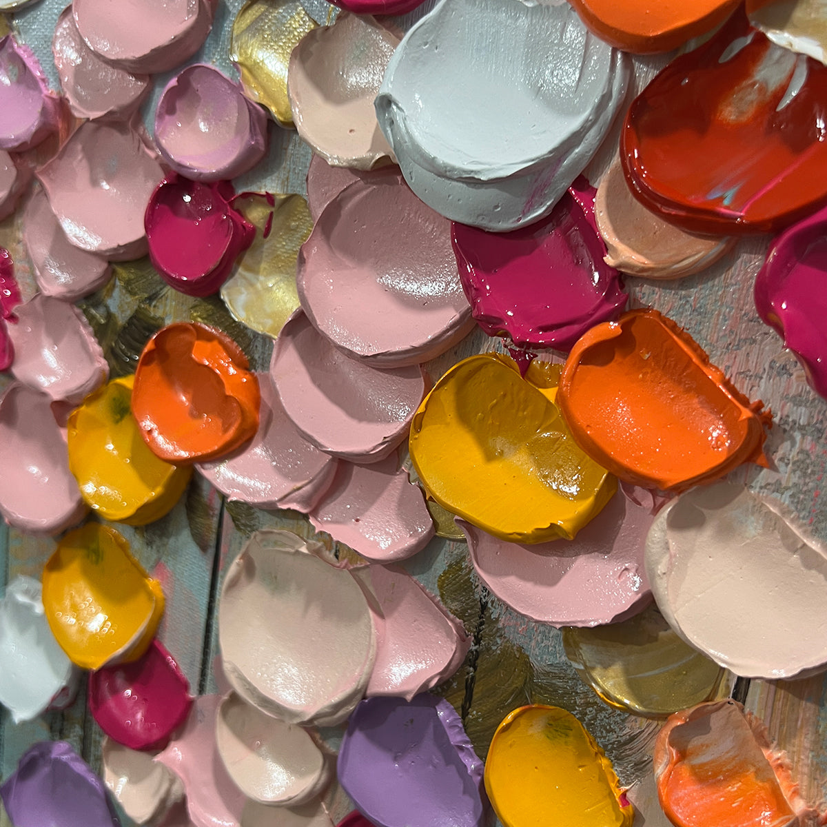 Vibrant Petals-A Burst of Colors in Oil Painting