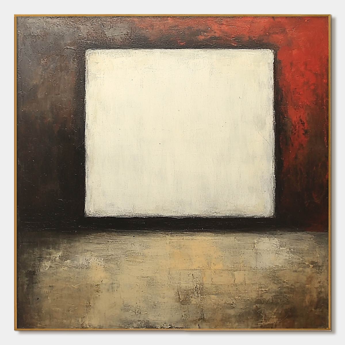 Void: Original Minimalist Abstract Oil Painting - White Square Wall Art Decor