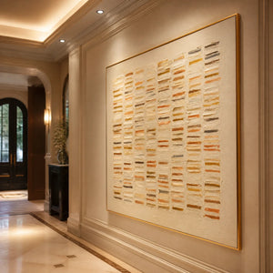 WARM STONE GEOMETRY: Warm Beige Geometric Texture Painting
