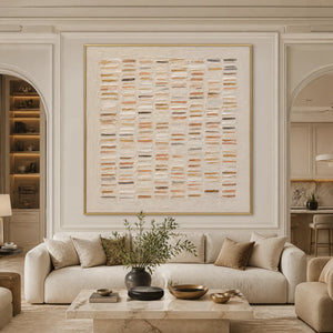WARM STONE GEOMETRY: Warm Beige Geometric Texture Painting