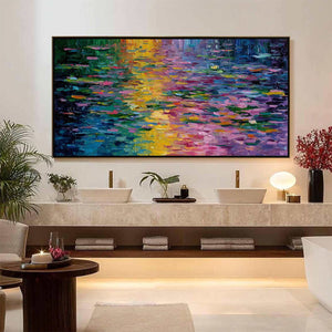 WATERLILY SERENADE: Colorful Abstract Water Lilies Impasto Oil Painting