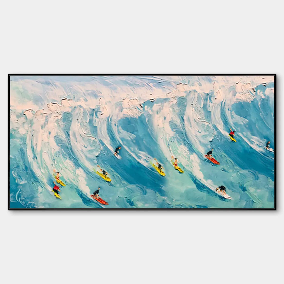 Wave Riders: Panoramic Ocean Surfing Painting