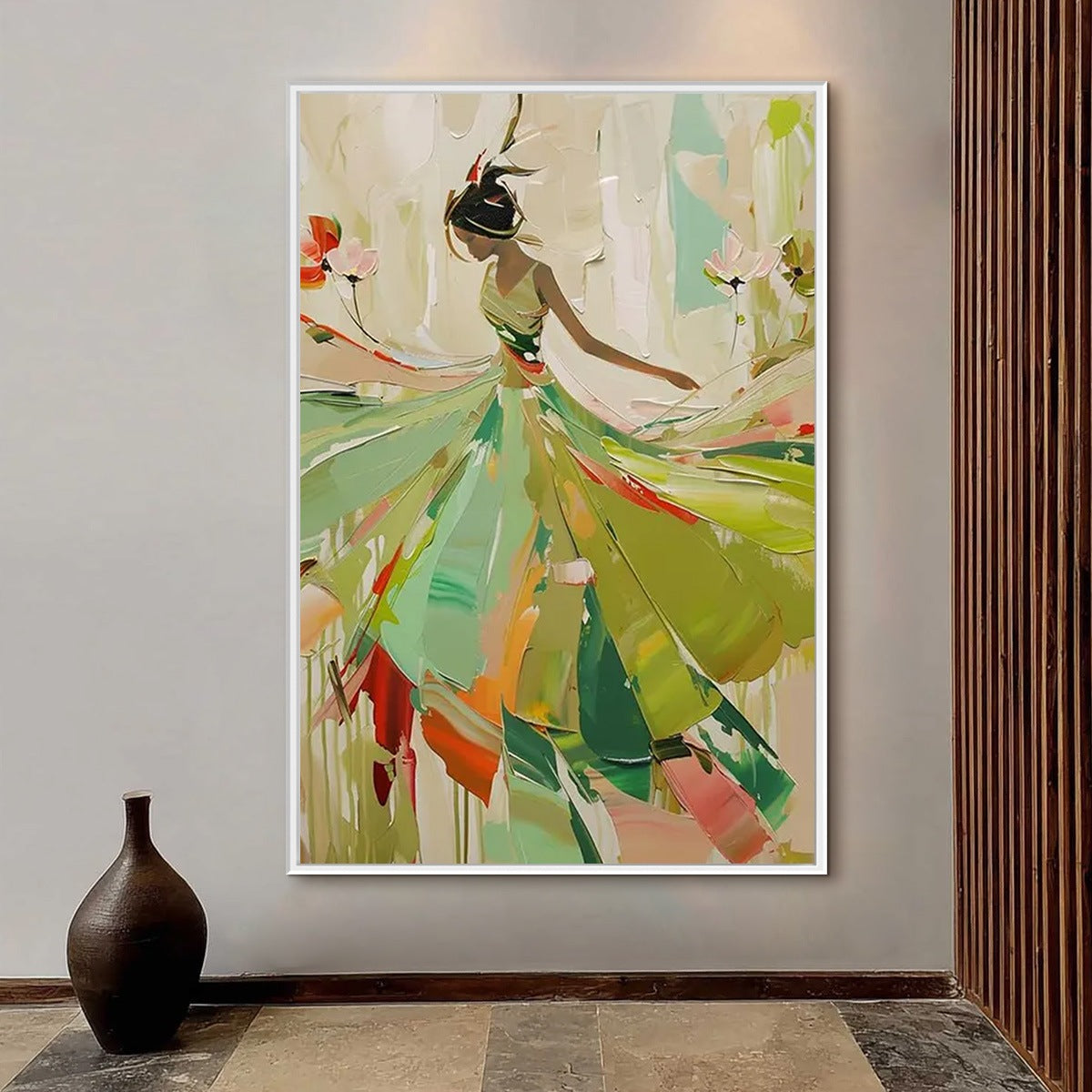 WHIRLWIND OF COLOR: Abstract Figurative Oil Painting of Dancer