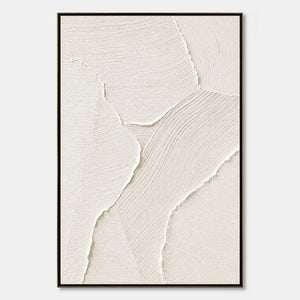 Textured white Wabi Sabi abstract painting with layered acrylic brushstrokes