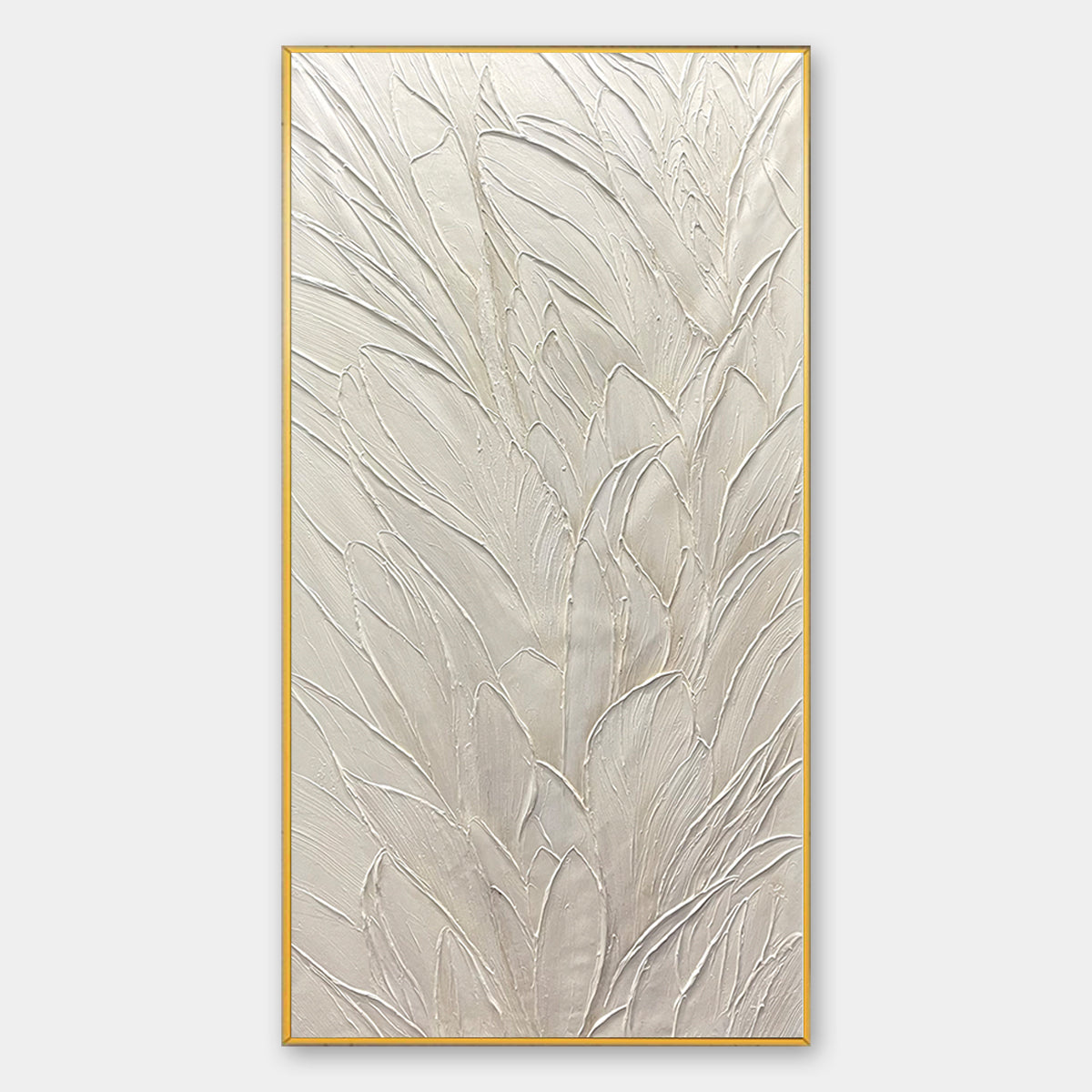 Whispered Winds: Textured Minimalist Oil Painting Canvas Wall Art Decor in Off-White