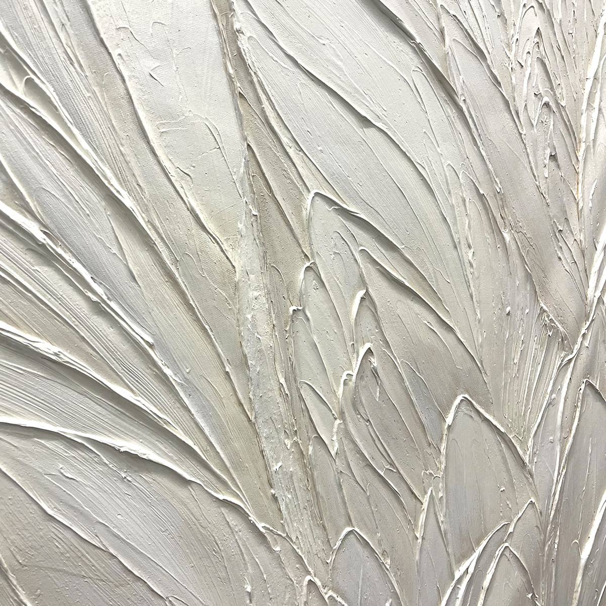 WHISPERED WINDS: Textured Minimalist Oil Painting in Off-White