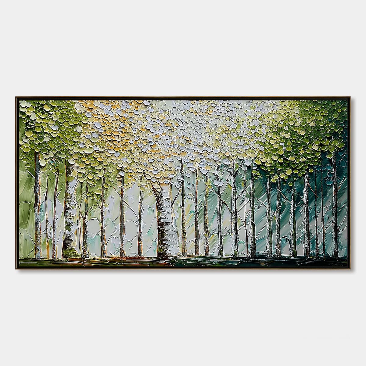 WHISPERING GROVE: Textured Impasto Birch Tree Forest Landscape Painting