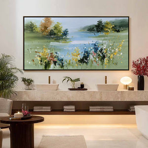 WHISPERING MEADOW: Textured Impasto Wildflower Landscape Painting
