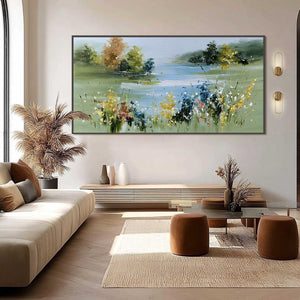 WHISPERING MEADOW: Textured Impasto Wildflower Landscape Painting