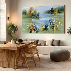 WHISPERING MEADOW: Textured Impasto Wildflower Landscape Painting