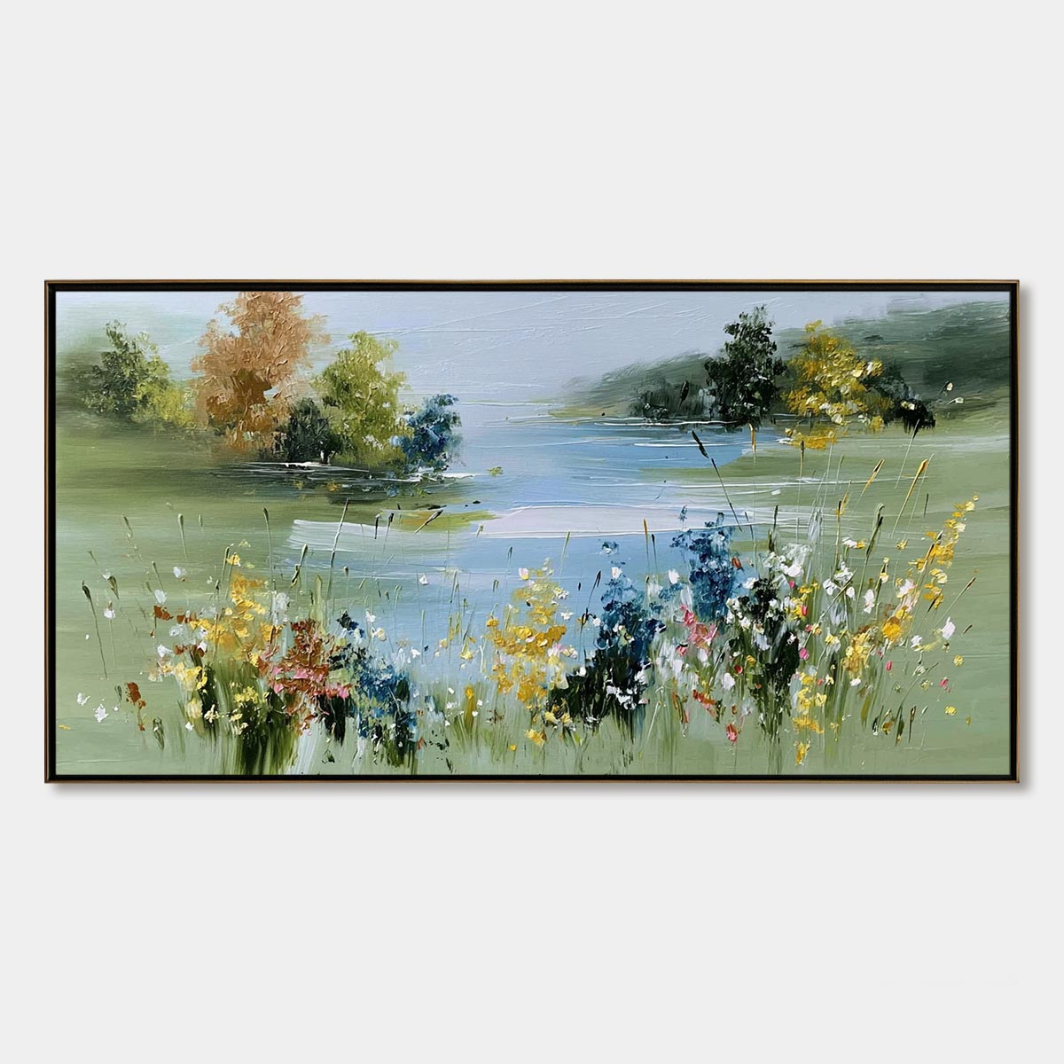 WHISPERING MEADOW: Textured Impasto Wildflower Landscape Painting