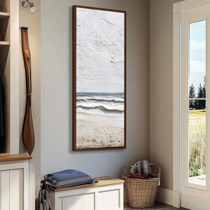 WHISPERING TIDE: Textured Wabi Sabi Beach Scene Painting