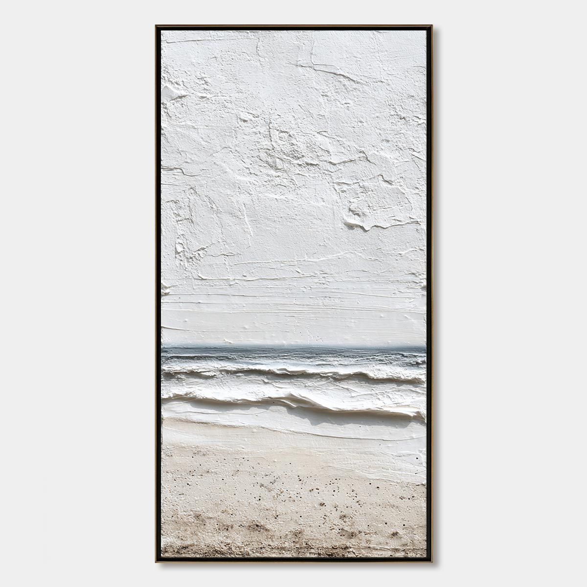 WHISPERING TIDE: Textured Wabi Sabi Beach Scene Painting