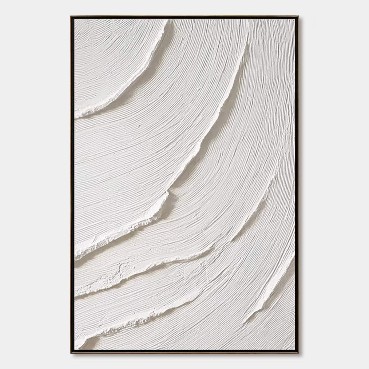 WHISPERING WAVES: Textured White Minimalist Wabi Sabi Abstract Painting