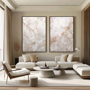 WHISPERING PLUMES: Textured Wabi Sabi Feather Painting Diptych