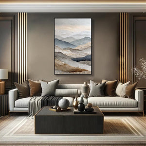 WHISPERING RIDGES: Textured Wabi Sabi Mountain Landscape Painting