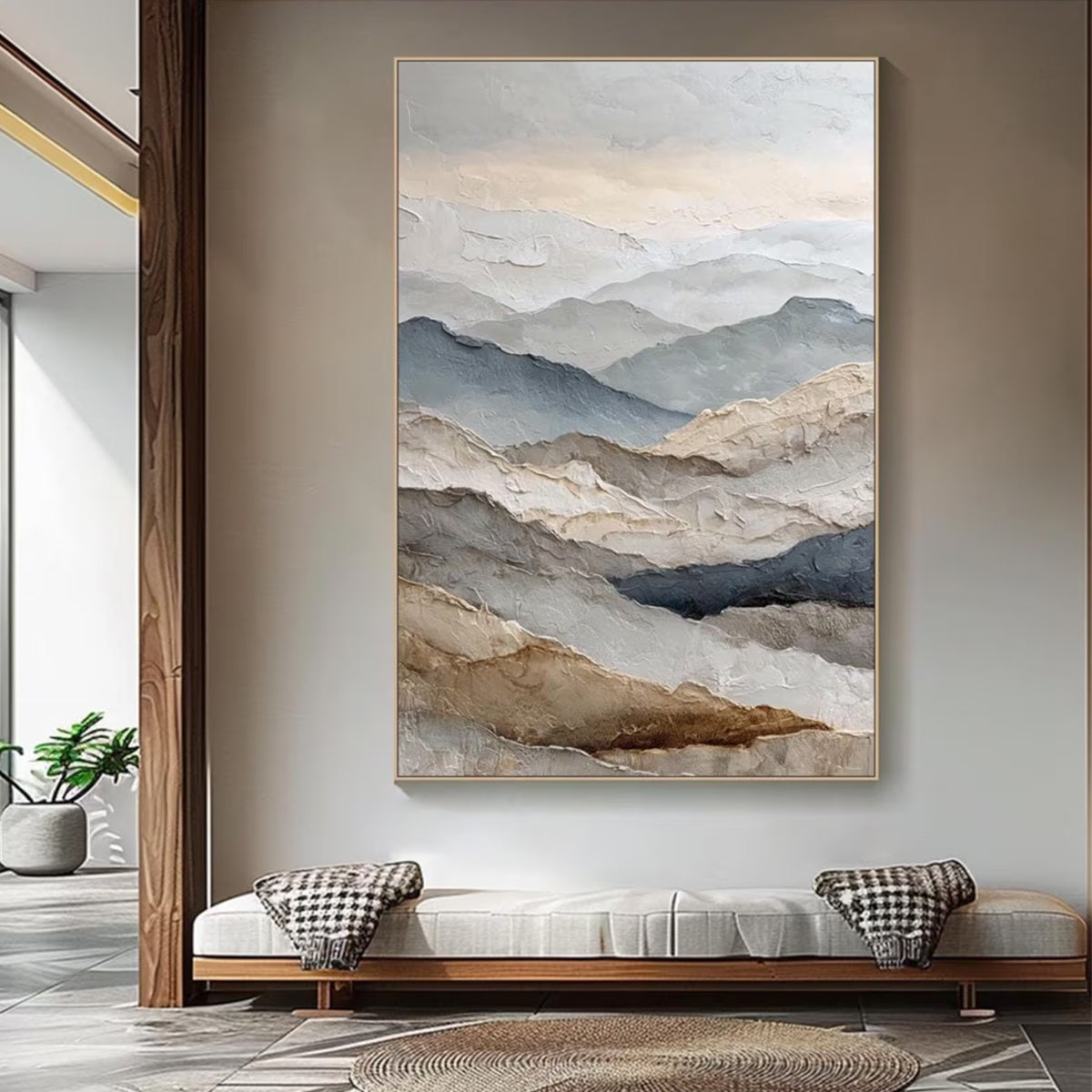 WHISPERING RIDGES: Textured Wabi Sabi Mountain Landscape Painting