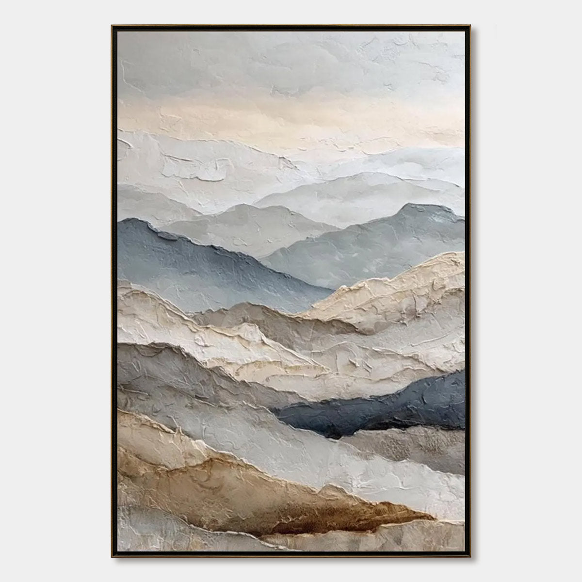 WHISPERING RIDGES: Textured Wabi Sabi Mountain Landscape Painting