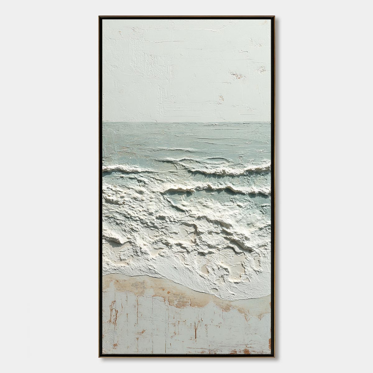 WHISPERING TIDE: Textured Minimalist Impasto Seascape Painting