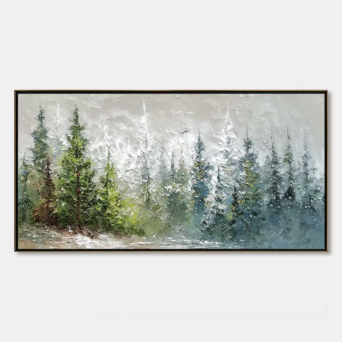 WHISPERS OF THE PINES: Textured Impasto Pine Forest Landscape Painting