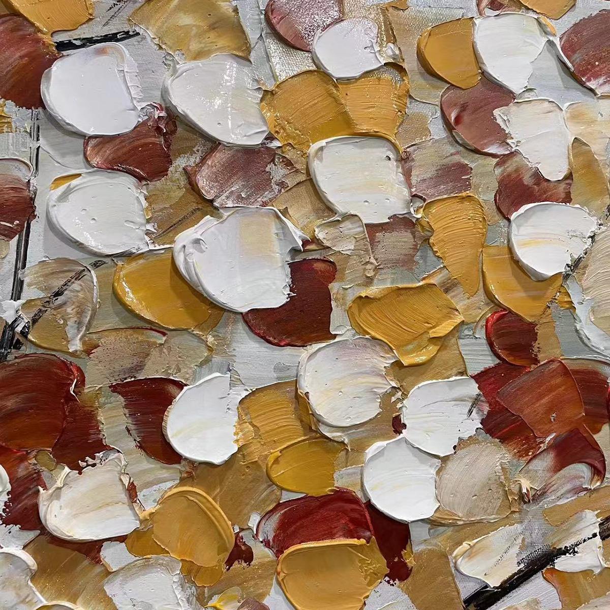 WHISPERS OF AUTUMN: Textured Tree of Life Oil Painting in Gold and Burgundy