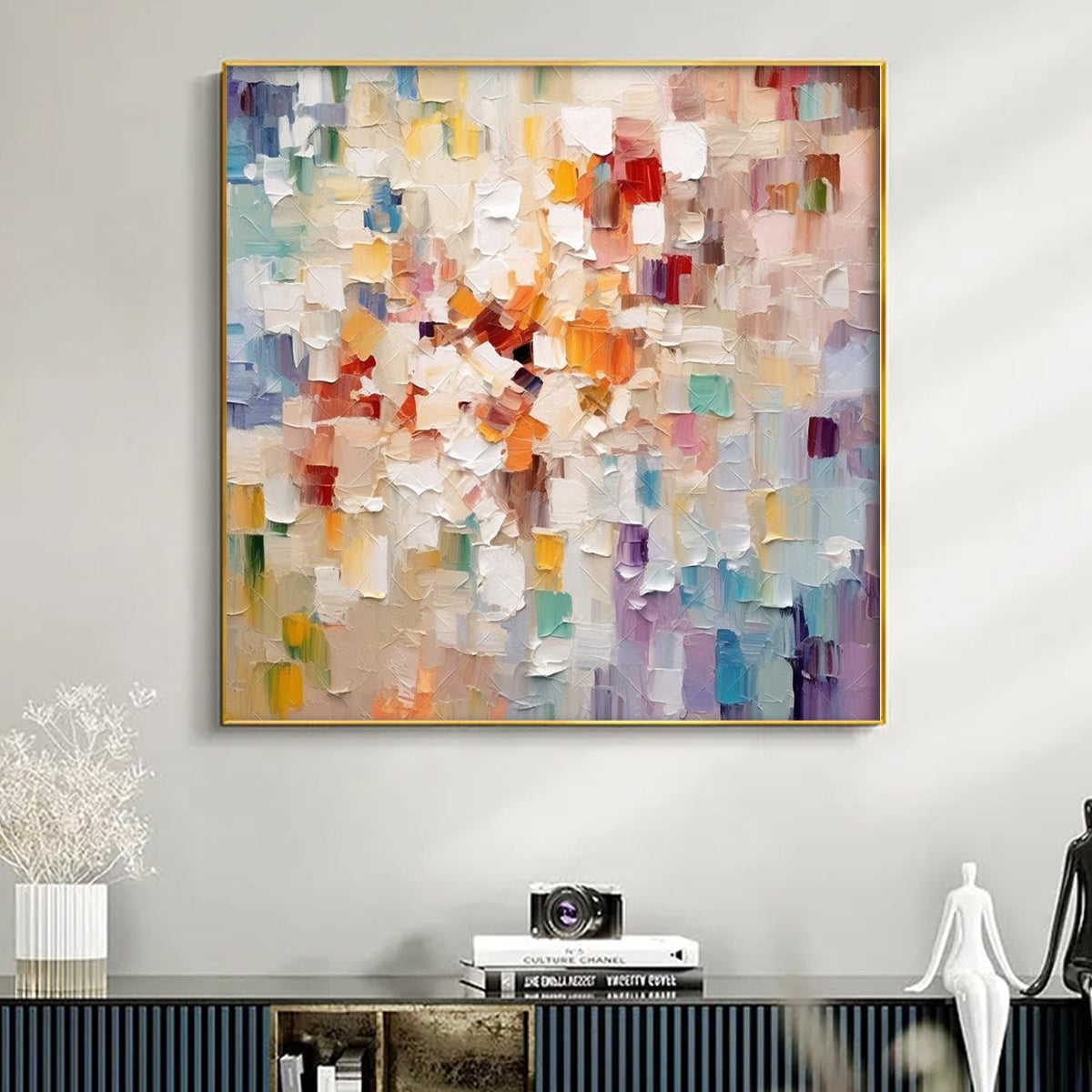 Whispers of Light: Original Textured Abstract Oil Painting - Muted Tones Wall Art
