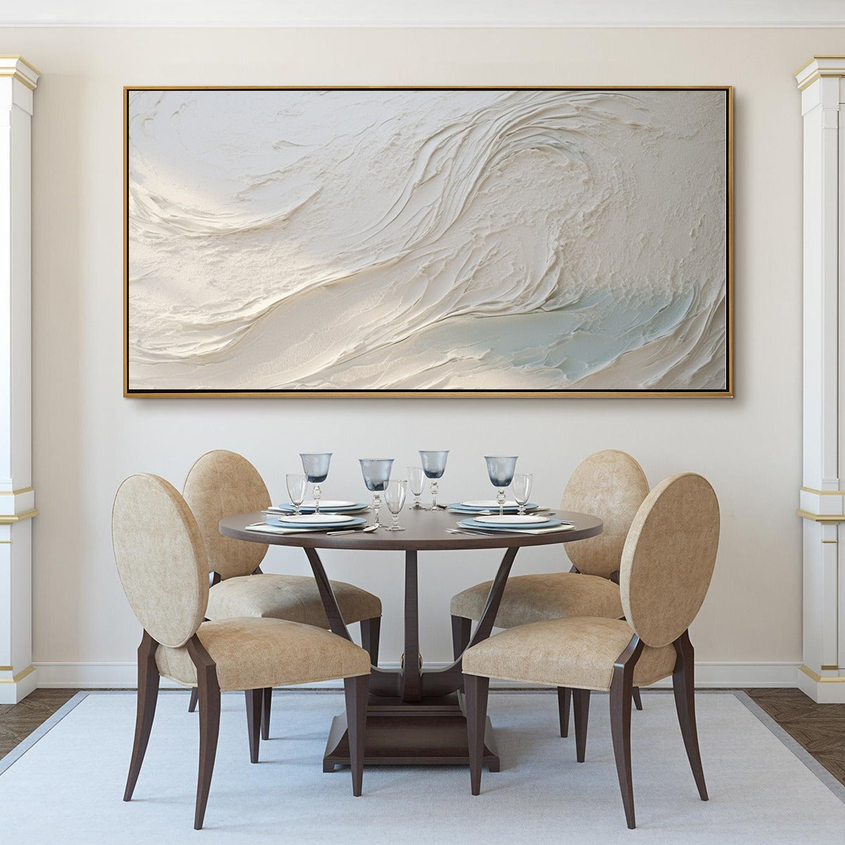 Whispers of White: Original Minimalist White Oil Painting - Textured Abstract Wall Art