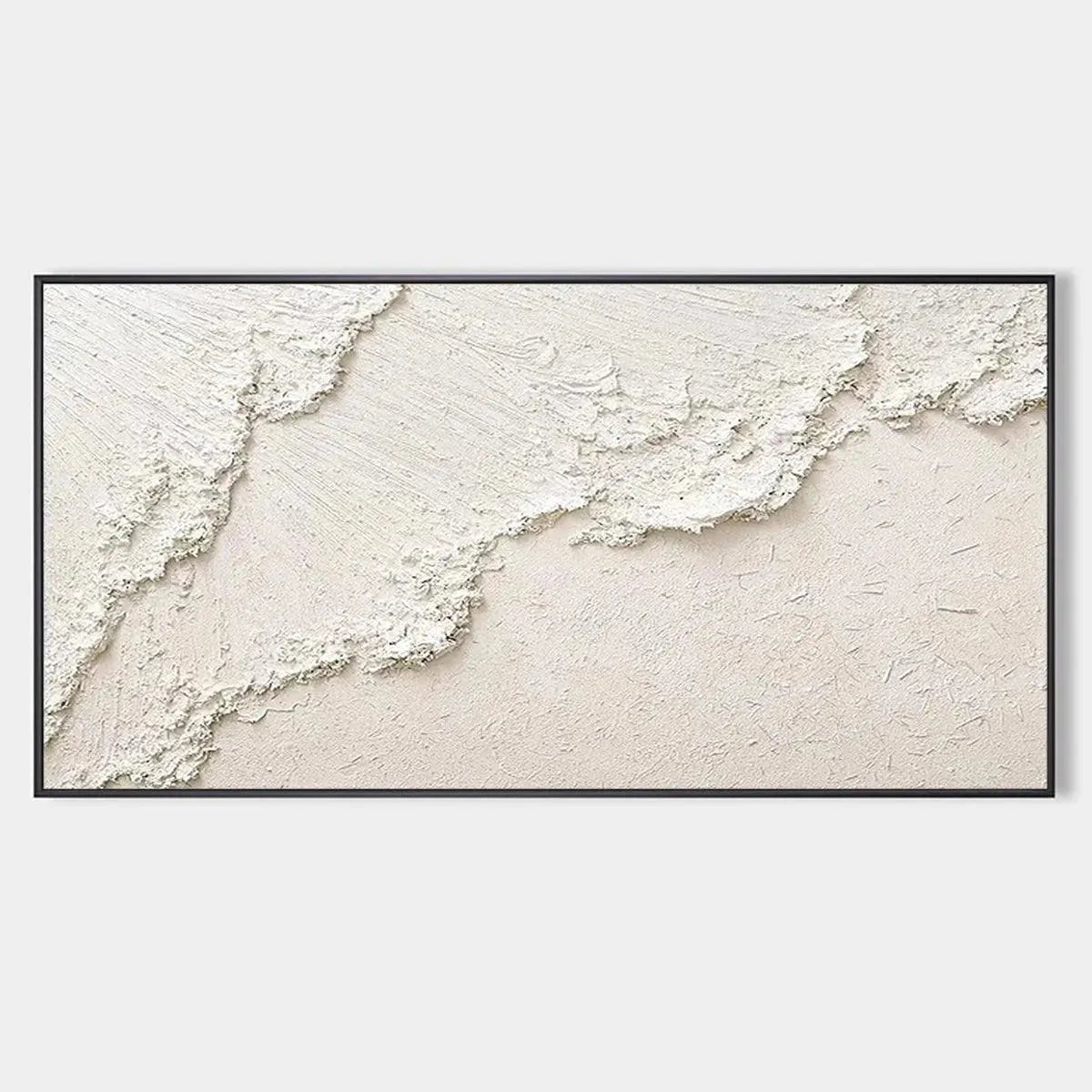 Textured impasto abstract seascape painting of white waves, "White Crest" by Isabella Rossi, product detail.