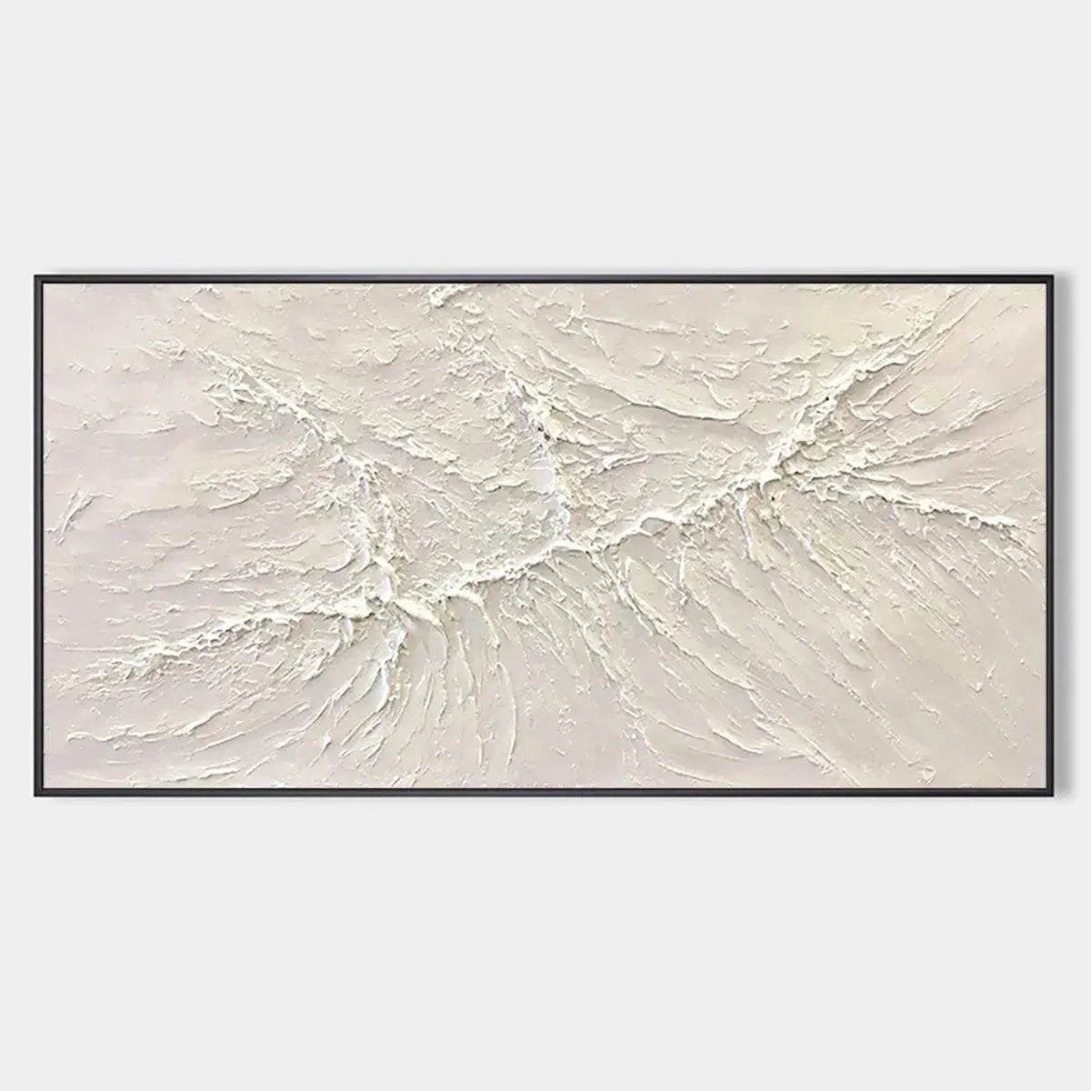 White Sands minimalist abstract painting, textured impasto surface, horizontal artwork, modern wall art for living room.