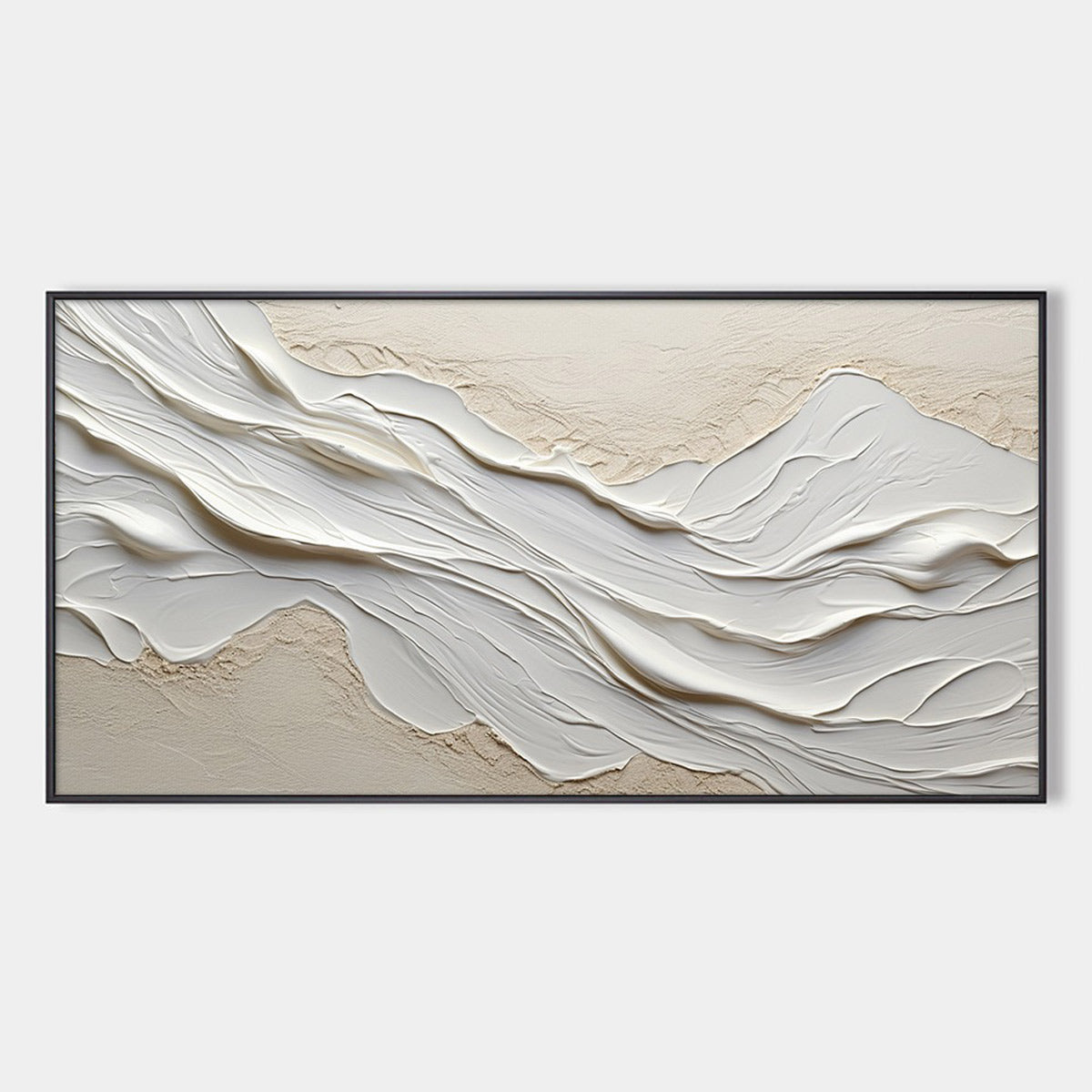 White Sands: Textured Abstract Oil Painting Canvas Wall Art Decor in Whit